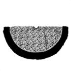 48 Black And Silver Metallic Flourish Christmas Tree Skirt With Venetian-style Ruffled Trim