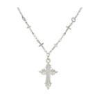1928 Religious Jewelry Womens Clear Brass Cross Pendant Necklace