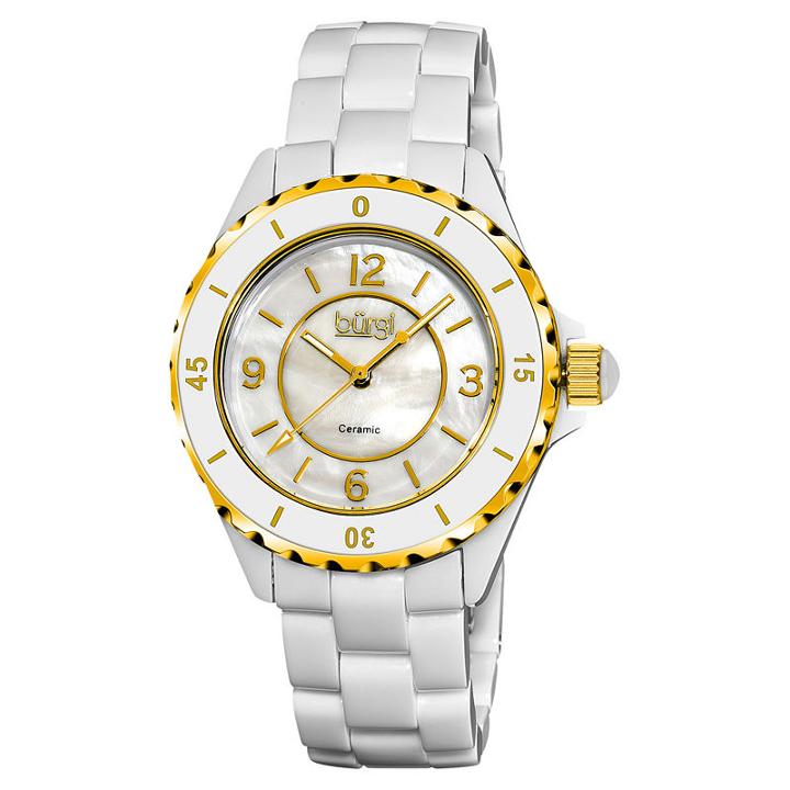 Burgi Womens White Strap Watch-b-057wtg