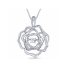Enchanted By Disney Diamond Accent Sterling Silver Belle Rose Pendant Necklace