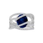 Womens Blue & White Lab-created Sapphire Sterling Silver Cocktail Ring