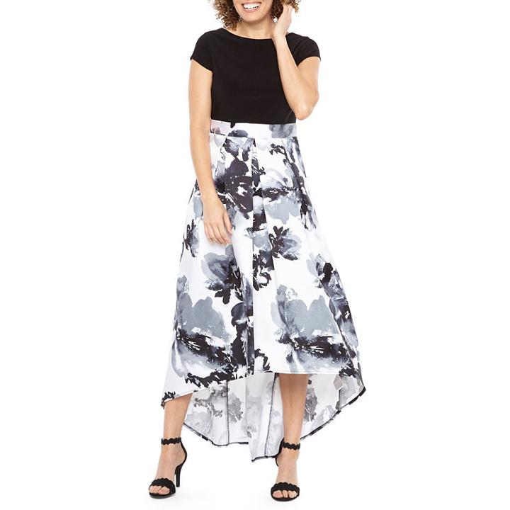Blu Sage Short Sleeve High Low Gown