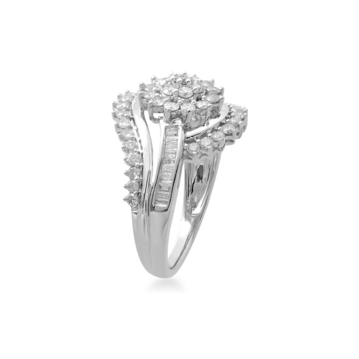 Diamond Blossom Womens 1 Ct. T.w. White Diamond 10k Gold Cluster Ring