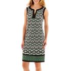 London Style Collection Sleeveless Print Shift Dress