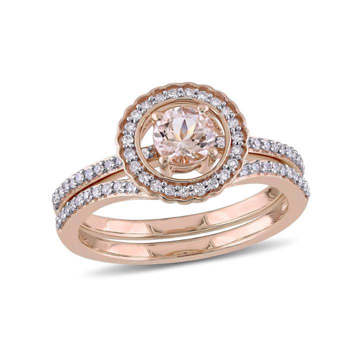 Womens 7/8 Ct. T.w. Pink Morganite 10k Gold Bridal Set