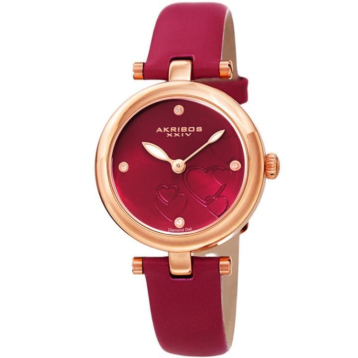 Akribos Xxiv Womens Pink Strap Watch-a-1044pk