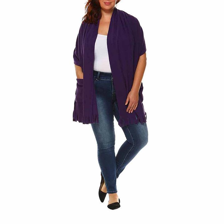 White Mark Shawl Poncho-plus