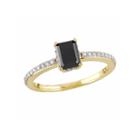 Midnight Black Womens 1 1/5 Ct. T.w. Emerald Black Diamond 10k Gold Engagement Ring