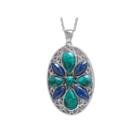 Enhanced Turquoise & Dyed Lapis Sterling Silver Medallion Pendant Necklace