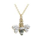 14k Yellow Gold Over Brass Crystal Bee Pendant Necklace