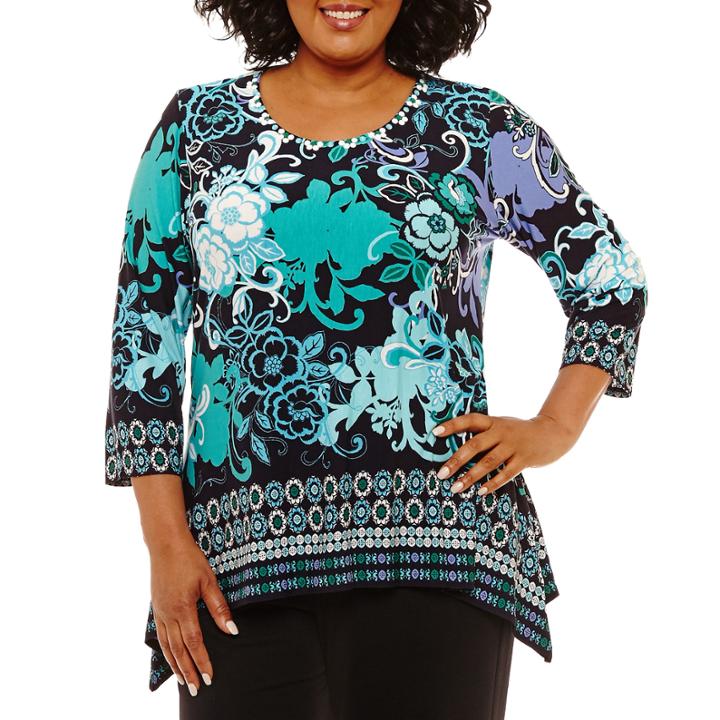 Lark Lane Must Have Jeweled Neck Tunic- Plus