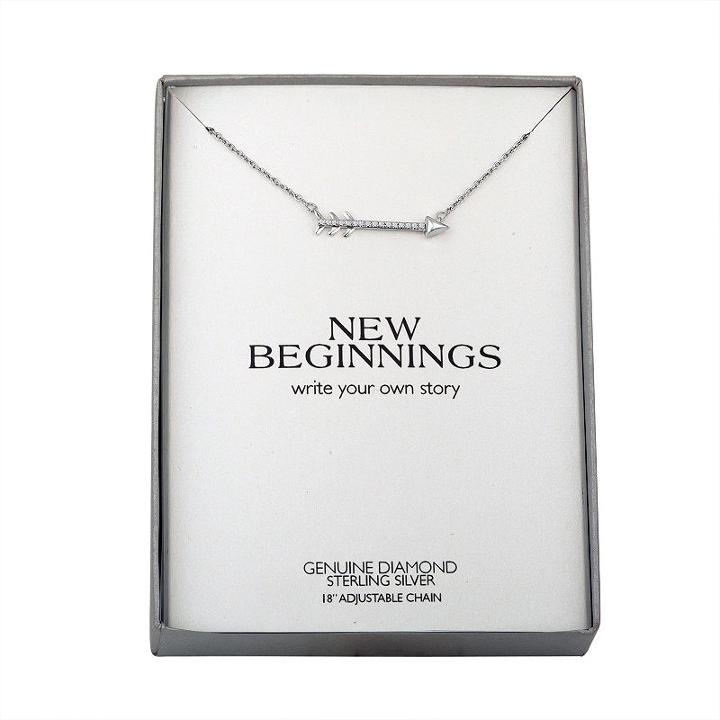 Women's Genuine Diamond Accent Sterling Silver Arrow Pendant Necklace