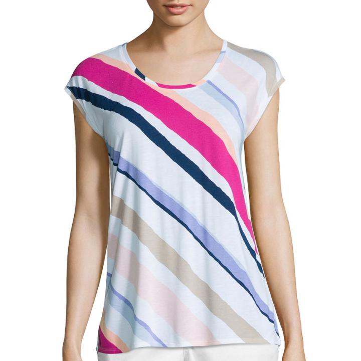 Liz Claiborne Short-sleeve Butterfly Back Stripe Tee