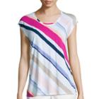 Liz Claiborne Short-sleeve Butterfly Back Stripe Tee