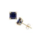 Princess Blue Sapphire 10k Gold Stud Earrings