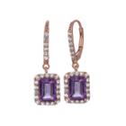 Genuine Amethyst & Lab Created-white Sapphire 14k Gold Over Silver Earrings