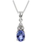 Womens Diamond Accent Purple Tanzanite Sterling Silver Pendant Necklace