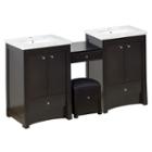 84.75-in. W Floor Mount Distressed Antique Walnutvanity Set For 1 Hole Drilling Bianca Carara Top White Um Sink