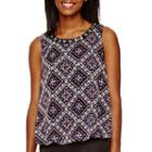 By & By Sleeveless High-low Neck-trim Top