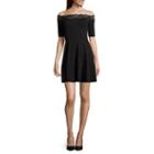 Decree Off-the-shoulder Lace Trim Skater Dress - Juniors