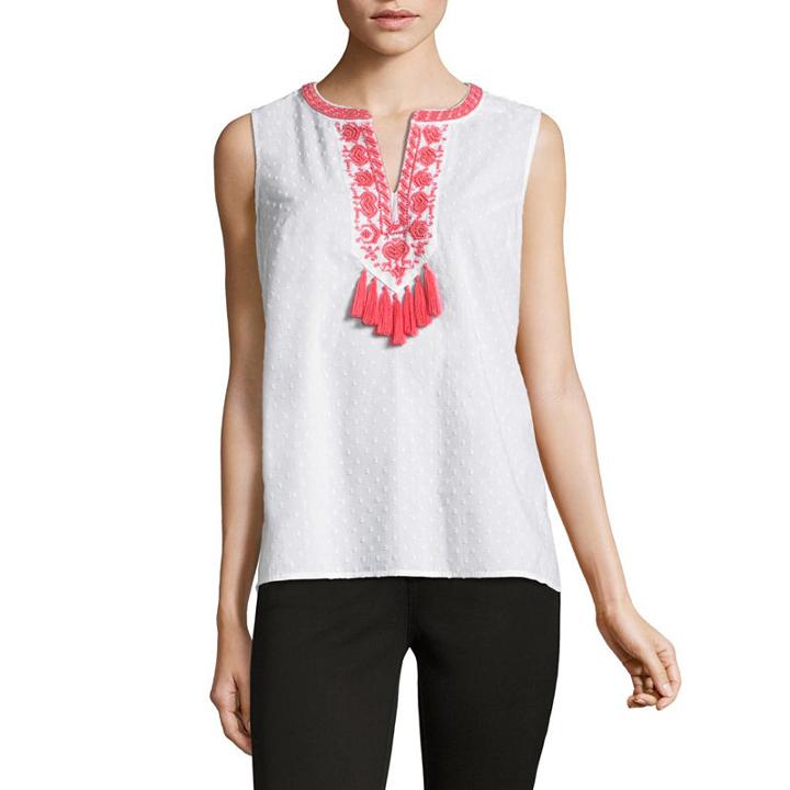 Liz Claiborne Tassel Embellished Tank Top