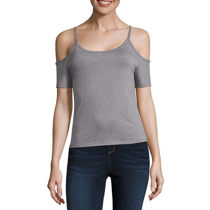 Arizona Cold Shoulder Ladder Back Knit Tee- Juniors