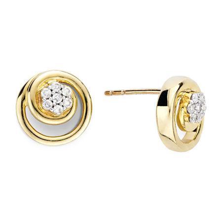 Diamond Blossom 1/10 Ct. T.w. Diamond 10k Yellow Gold Swirl Stud Earrings