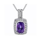 Cushion-cut Genuine Amethyst And White Sapphire Pendant Necklace