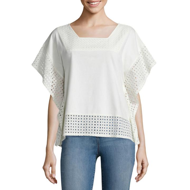 St. John's Bay Short-sleeve Eyelet Poncho