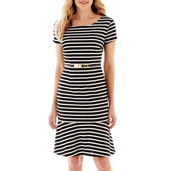 Liz Claiborne Short-sleeve Striped Tulip Dress