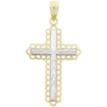Womens 10k Two-tone Cross Pendant