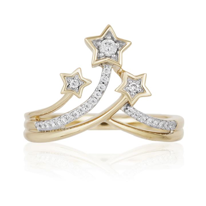 Enchanted By Disney Enchanted Disney Womens 1/10 Ct. T.w. Genuine Round White Diamond 10k Gold Promise Ring