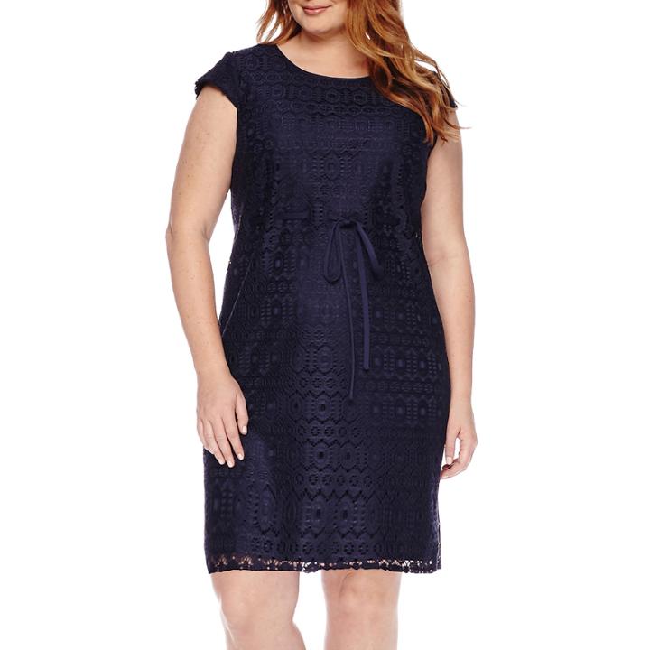 R & K Originals Cap-sleeve Lace Sheath Dress - Plus