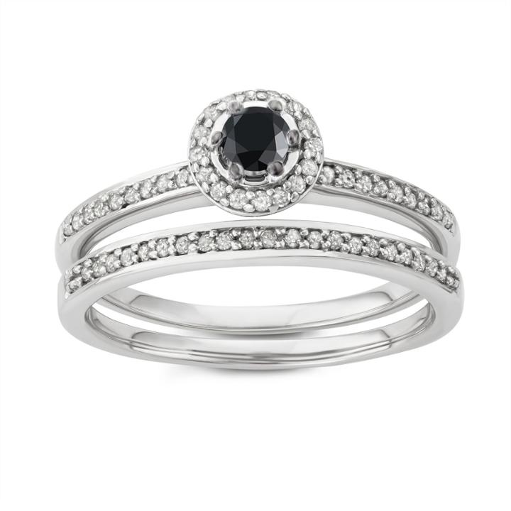 Womens 1/2 Ct. T.w. Color Enhanced Black Diamond 10k Gold Bridal Set