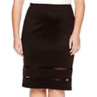 Bisou Bisou Mesh-inset Scuba Pencil Skirt - Plus