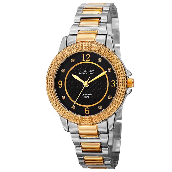 August Steiner Womens Two Tone Strap Watch-as-8154ttg