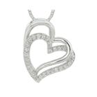 1/4 Ct. T.w. Diamond Sterling Silver Double Heart Pendant Necklace