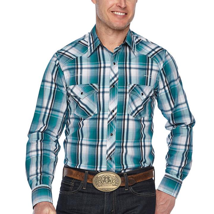 Ely Cattleman Long Sleeve Plaid Button-front Shirt