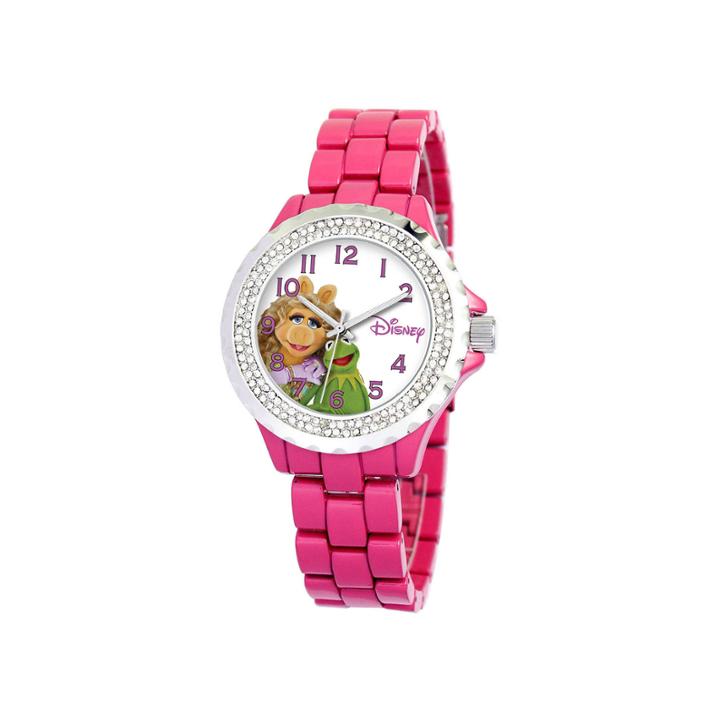 Disney Muppets Womens Pink Enamel Watch With Crystals