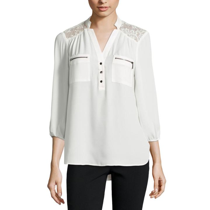 Hollywould 3/4 Sleeve Nylon Blouse-juniors