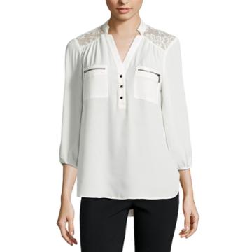 Hollywould 3/4 Sleeve Nylon Blouse-juniors