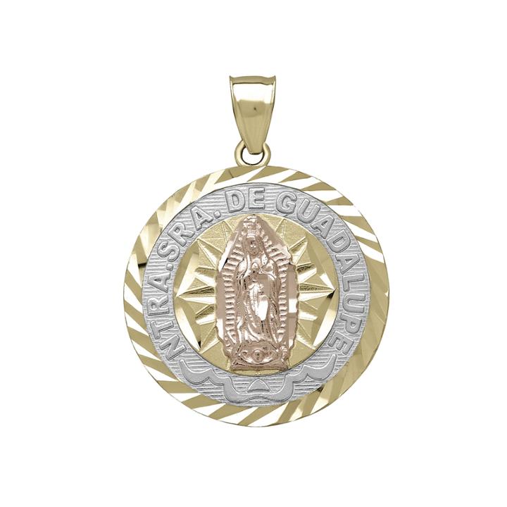 Tesoro&trade; 14k Tri-color Gold Our Lady Of Guadalupe Diamond-cut Pendant