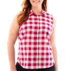St. John's Bay Sleeveless Button-front Shirt - Plus