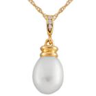 Splendid Pearls Womens Diamond Accent White Cultured Freshwater Pearls 14k Gold Pendant Necklace