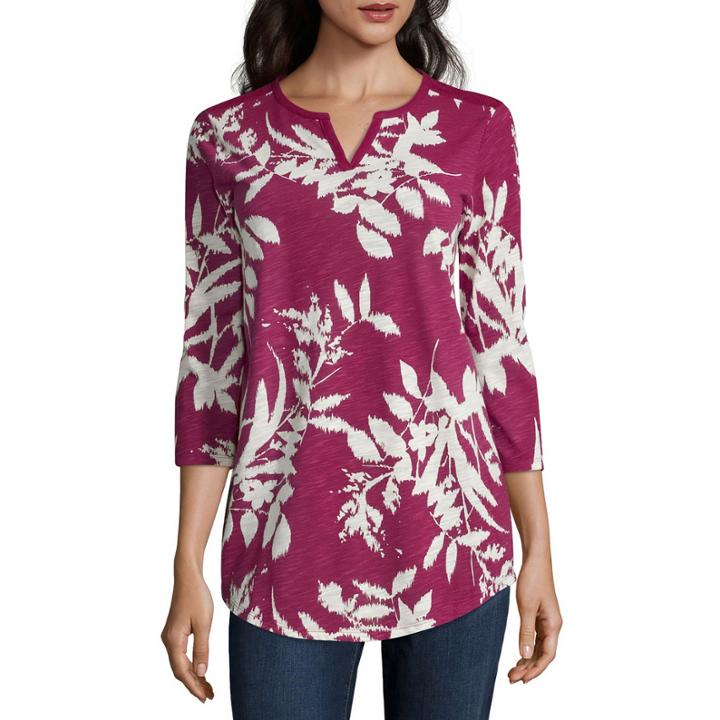 St. John's Bay 3/4-sleeve Mixed-media Tee