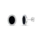 Oval Black Onyx Sterling Silver Stud Earrings