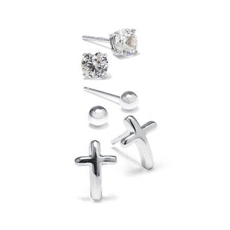 Sterling Silver 3-pr. Stud Earrings