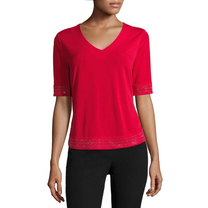Worthington Embellished Trim Top
