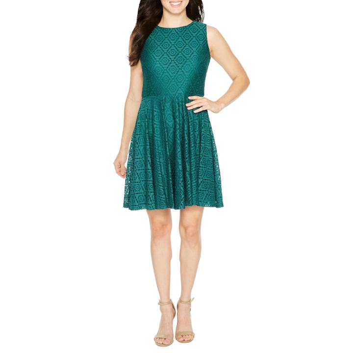 Danny & Nicole Sleeveless Lace A-line Dress