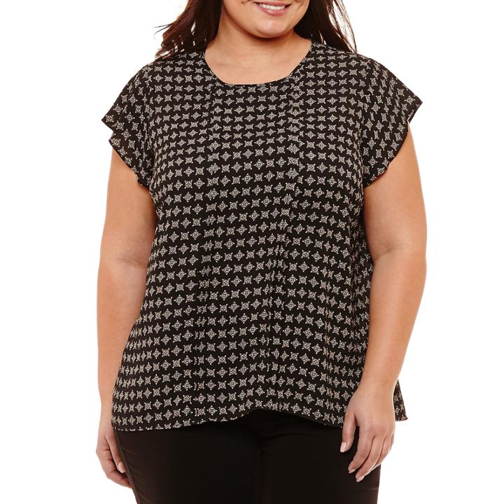 Liz Claiborne Flutter Sleeve Blouse- Plus